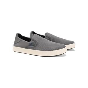 NEW OLUKAI men's lae‘ahi kapa slip-on sneaker in graphite / dark shadow